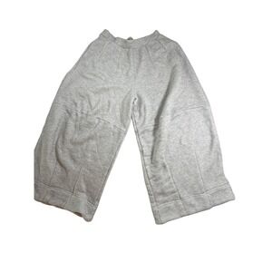free-est Women's Wide Leg Cropped Sweats Heather Gray Lounge Baggie Pants Medium